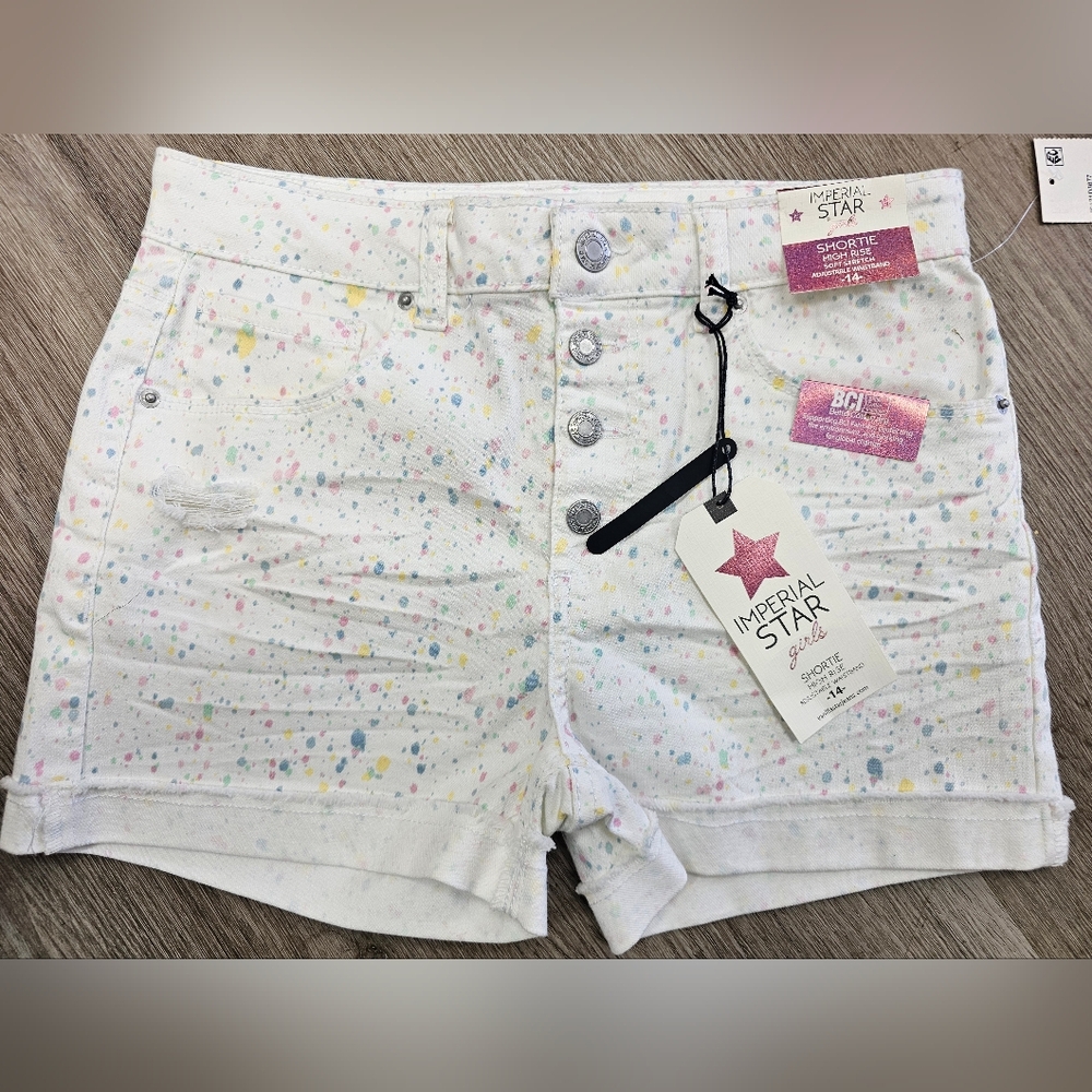 NWT - Imperial Star Girls shortie high rise funfetti Cuffed shorts